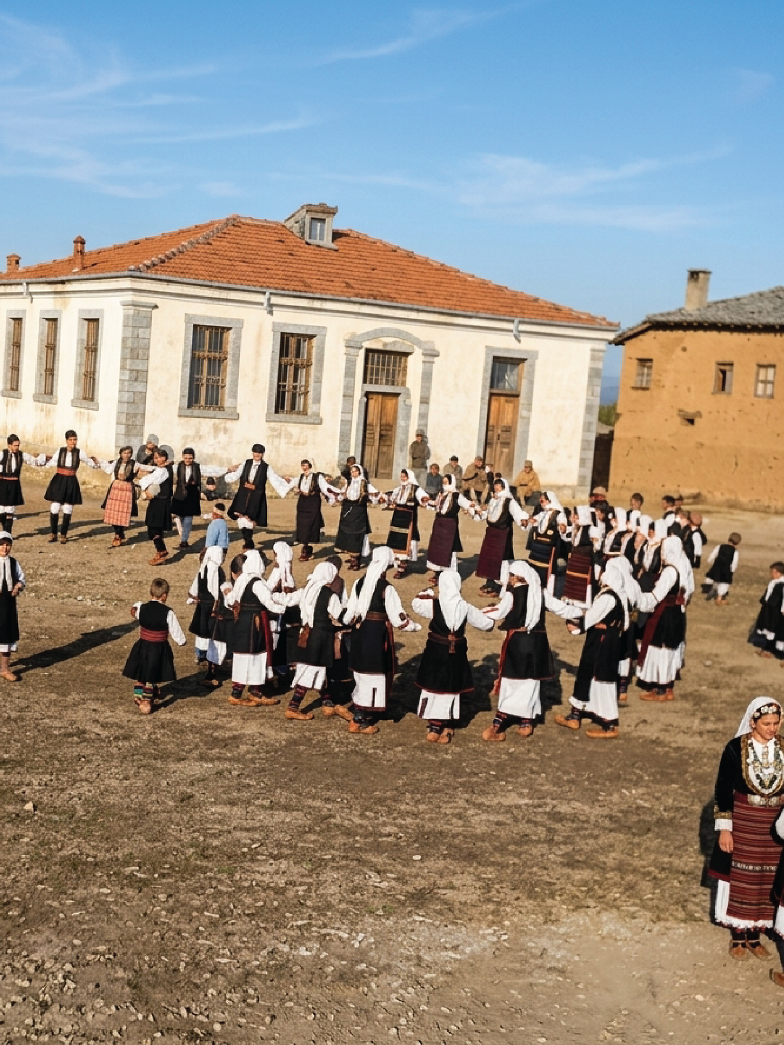 Girls performing Lazarki in traditional Macedonian dress