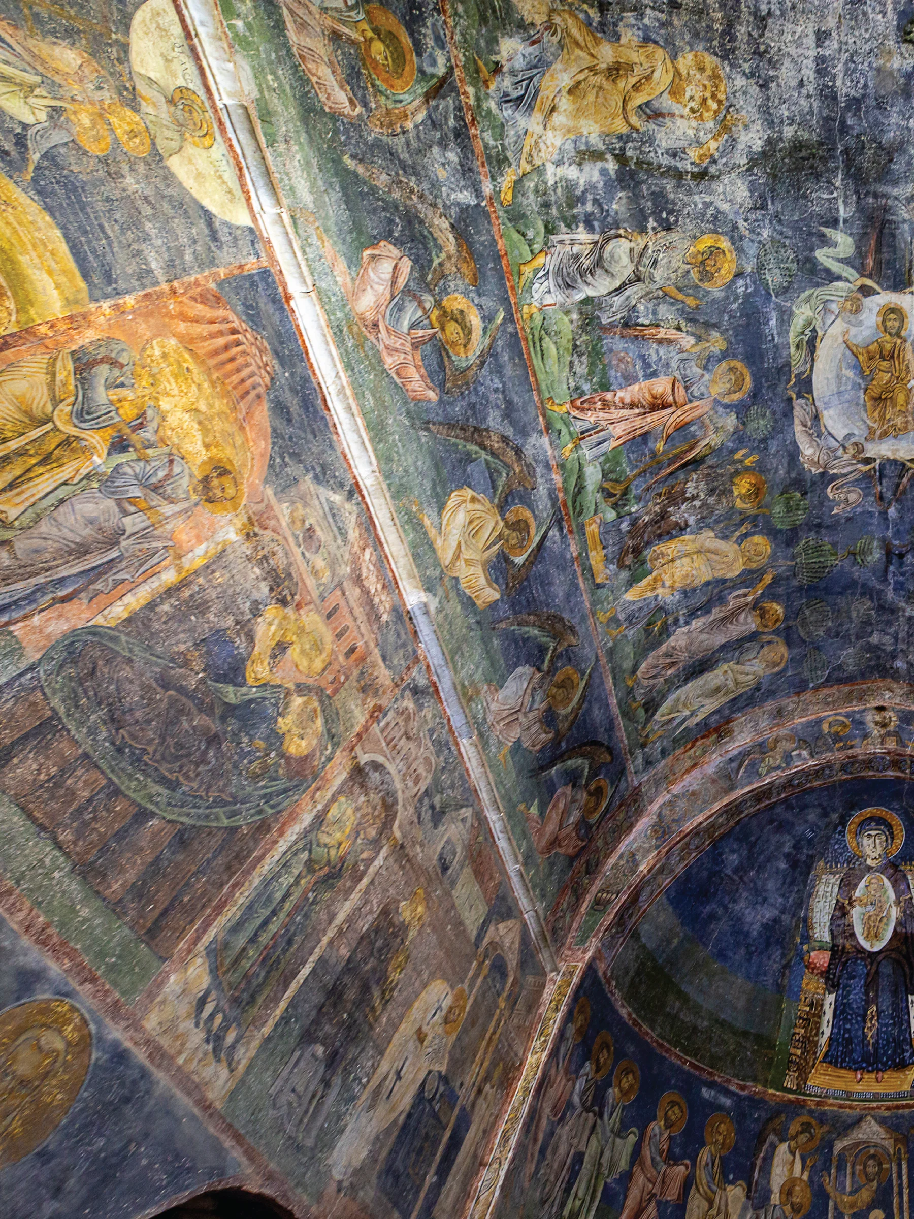 Vault frescoes inside Saint Sophia in Ohrid.