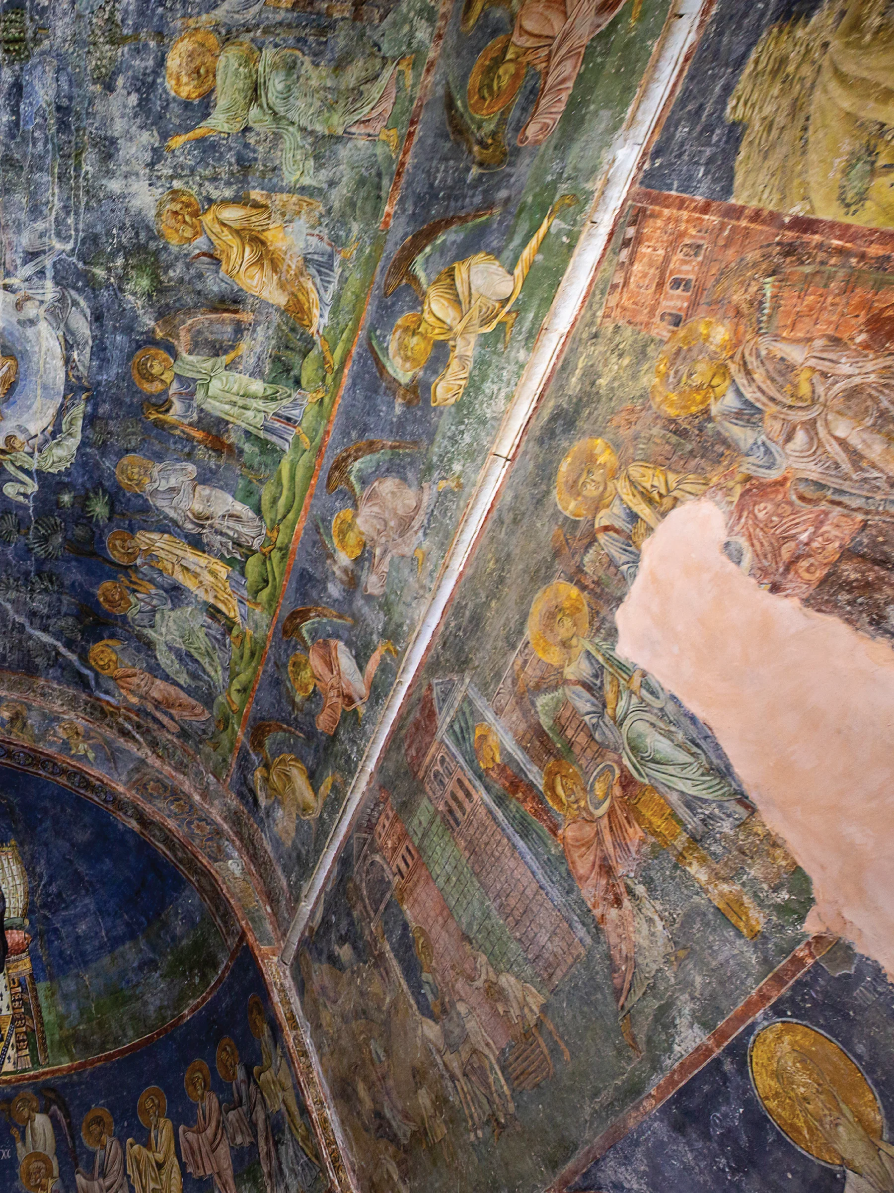 Painted fresco cycle on the interior walls and vaults of Saint Sophia.