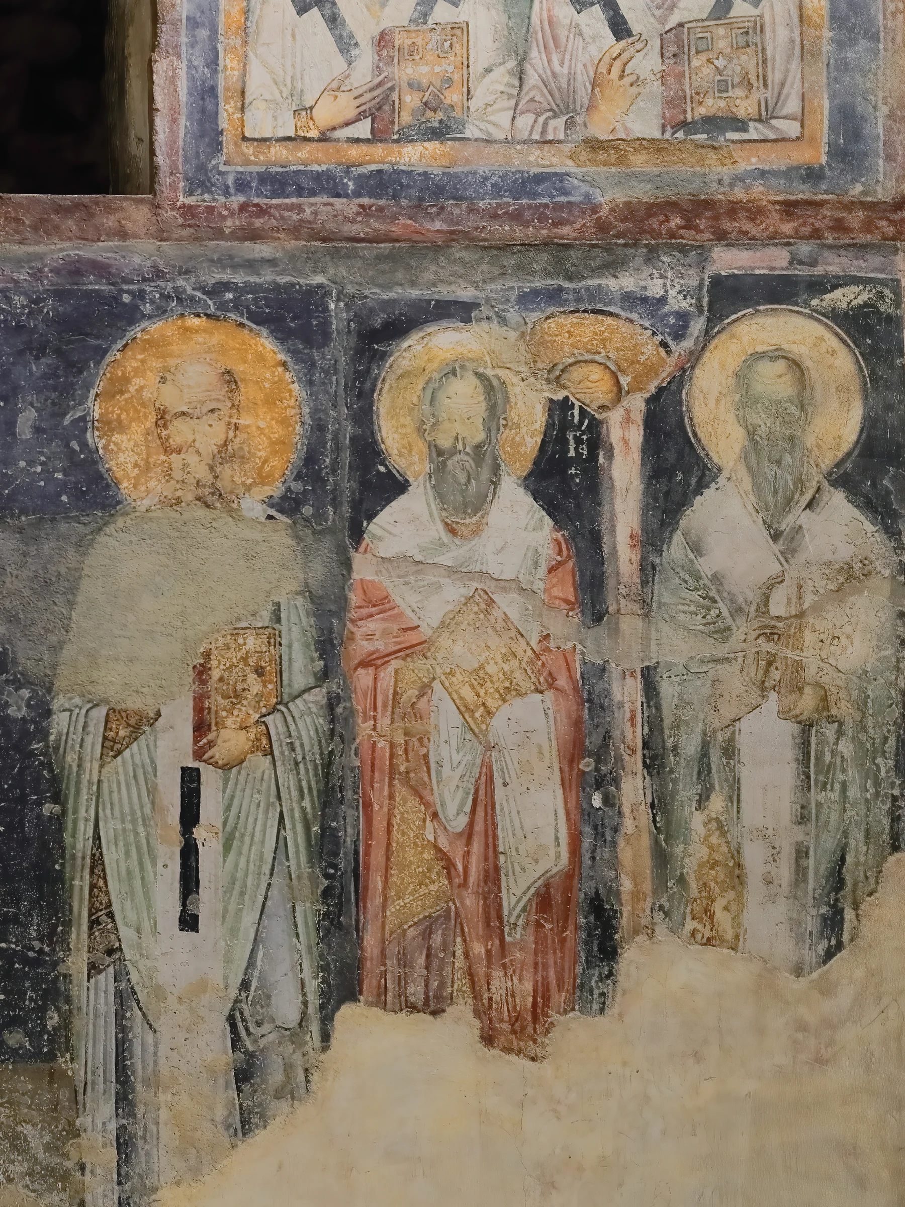 Frescoed saints inside the Church of Saint Sophia in Ohrid.