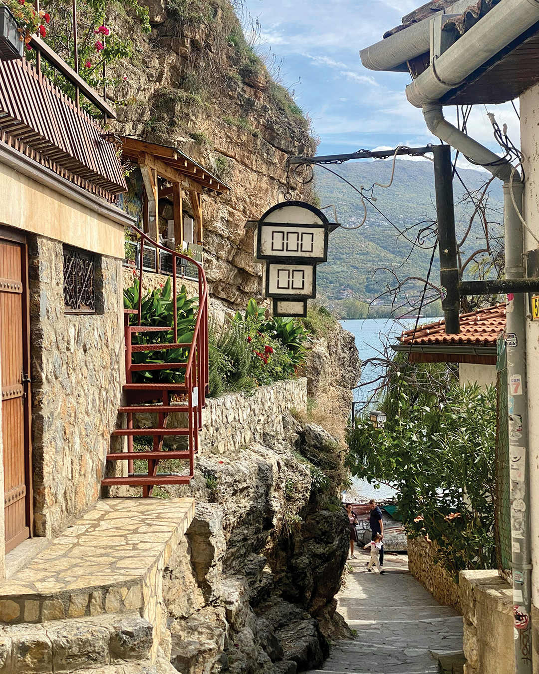 Ohrid old bazaar street scene for the quality of life survey.