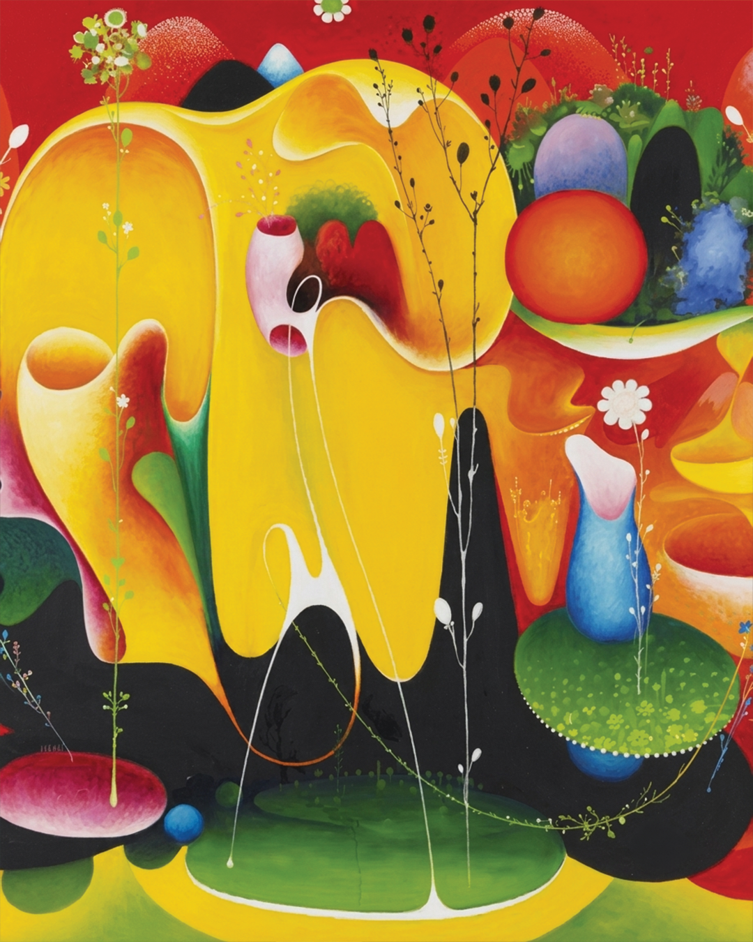 Vivid yellow, red, and green organic composition by Vangel Naumovski